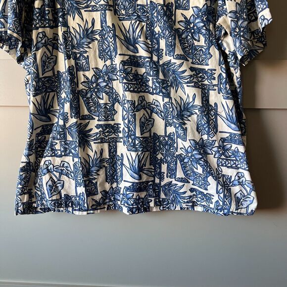Blue Paradise Hawaiian Aloha Shirt Mens XXL Blue Floral Tropical Button Up - Picture 4 of 8